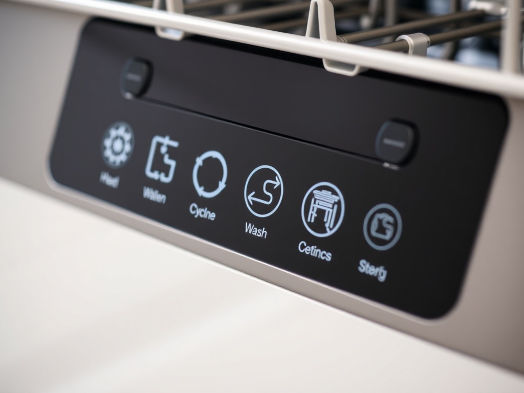 다양한 세척 모드가 표시된 식기세척기 조작부의 모습